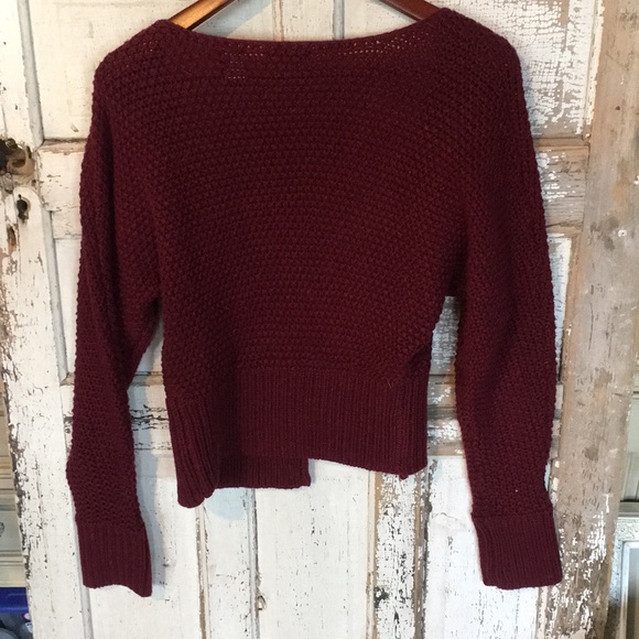 Wine Color Open Front knit cardigan - Picture 3 of 3